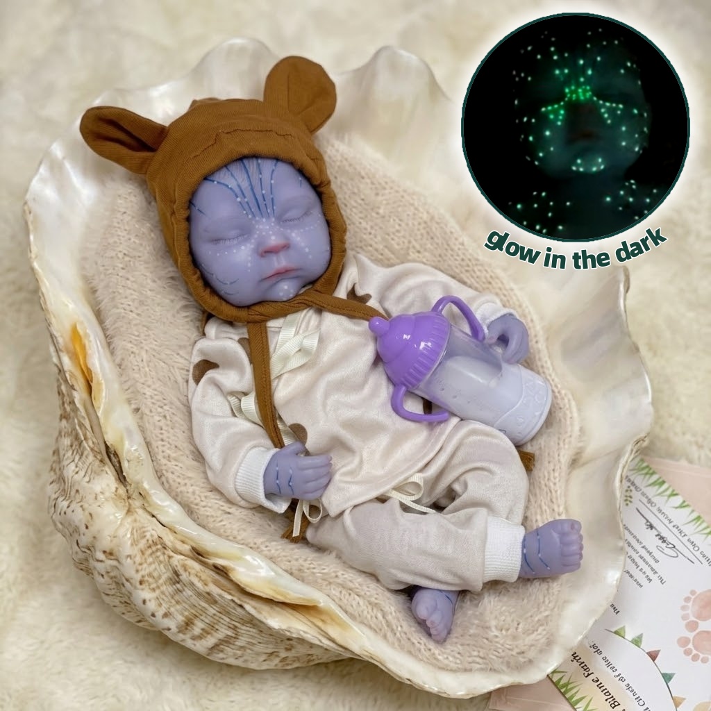 Reborn Baby Doll Silicone Realistic - 13 İnç Boyunda, Karanlıkta Parlayan, Yeniden