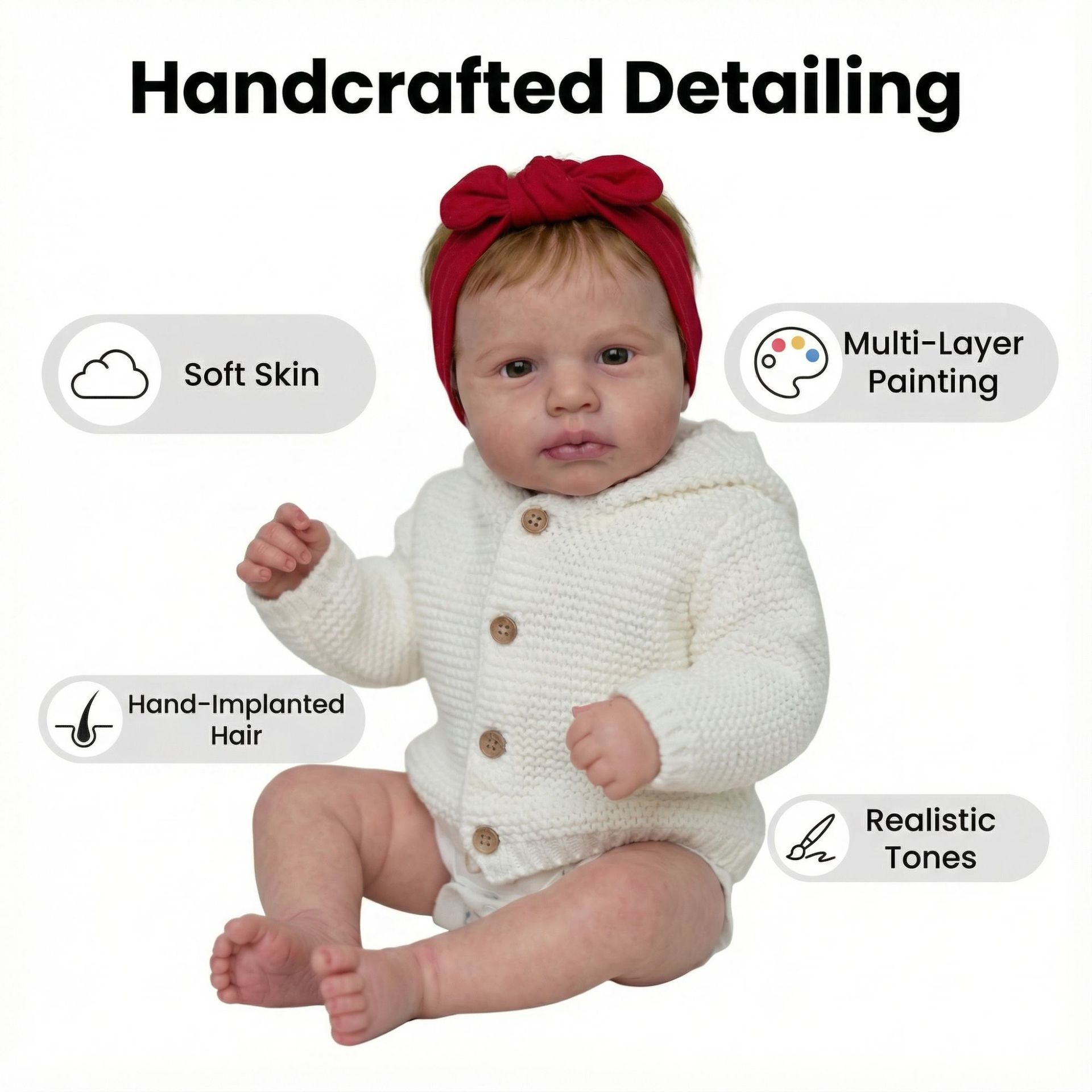 49 cm LOULOU Gerçekçi Yenidoğa - Reborn Baby Doll Silicone Realistic incelemesi ve fiyatı